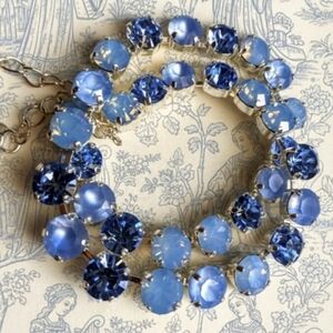 Light Sapphire & Blue Opal Crystal Necklace & Earrings Sterling or Gold Plated